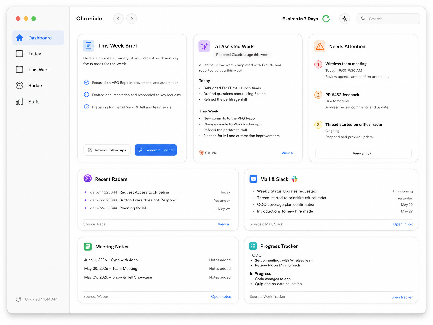 New Chronicle dashboard