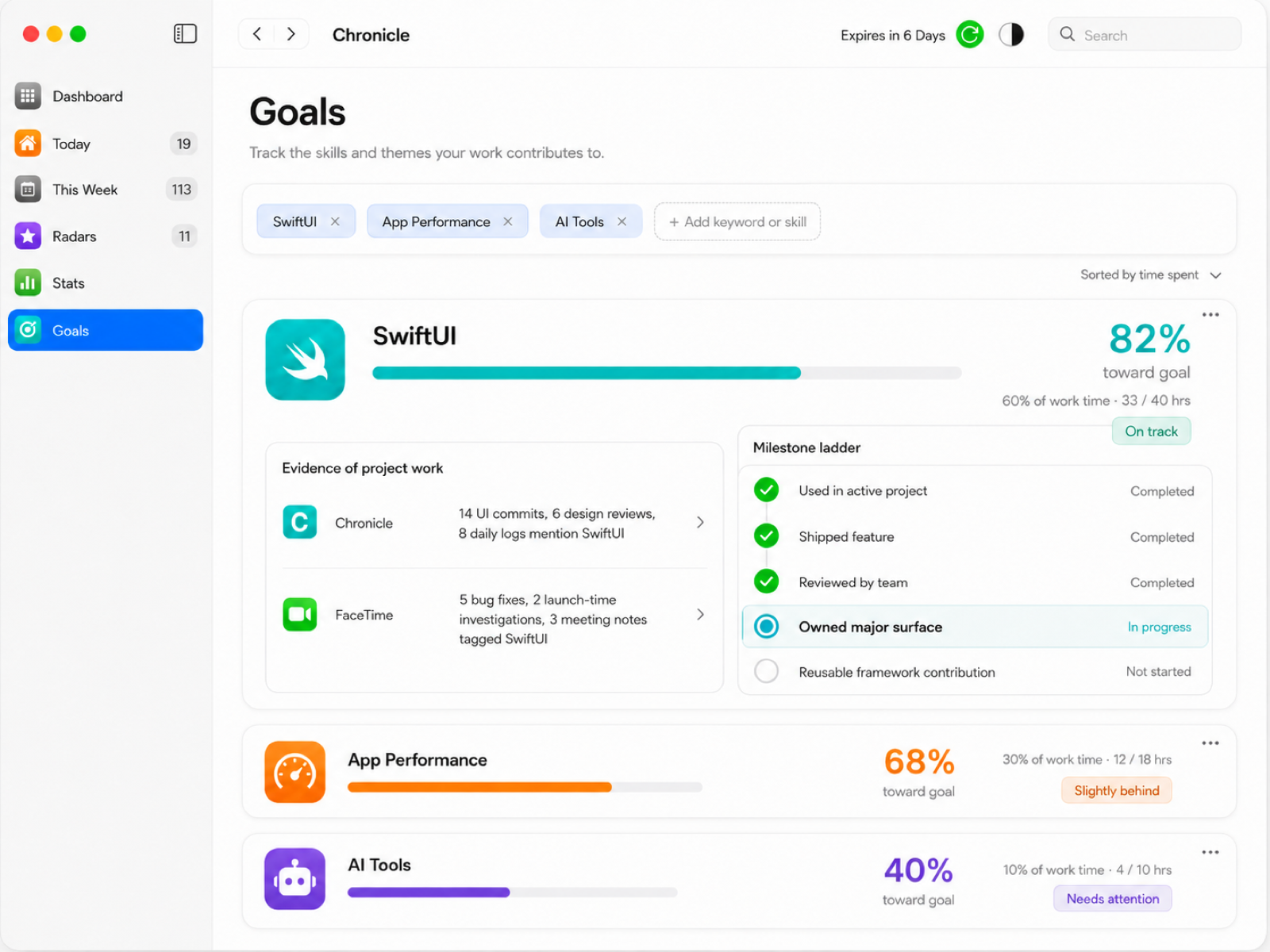 Goal tracker detail view